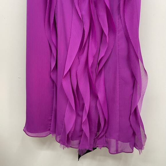 White by Vera Wang SZ 18 Amethyst Purple Strapless Ruffled Formal Chiffon Waves - Picture 5 of 11